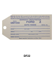 RADIO WARRANTY TAG - 46-48 PASS