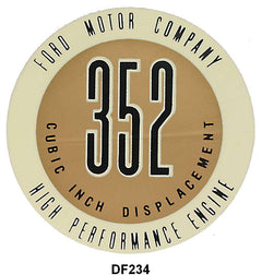 VALVE COVER DECAL - 60-61 GALAXIE "352 HIGH PERFORMANCE"