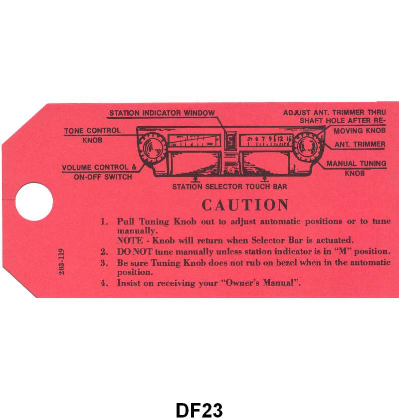 RADIO INSTRUCTION TAG - 46-48 PASS