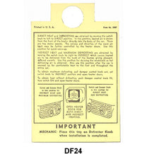 HEATER INSTRUCTION TAG - 46-48 PASSENGER