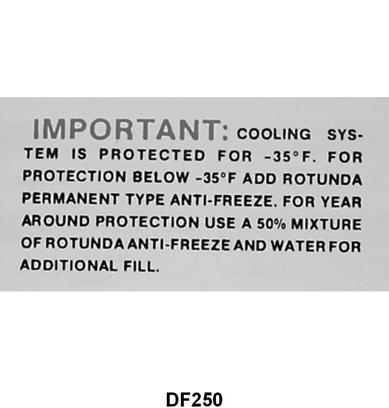 COOLING SYSTEM INFORMATION DECAL - 64-66 MUSTANG