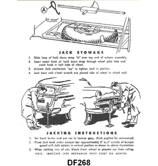 JACK INSTRUCTION DECAL - 52-56 STATION WAGON