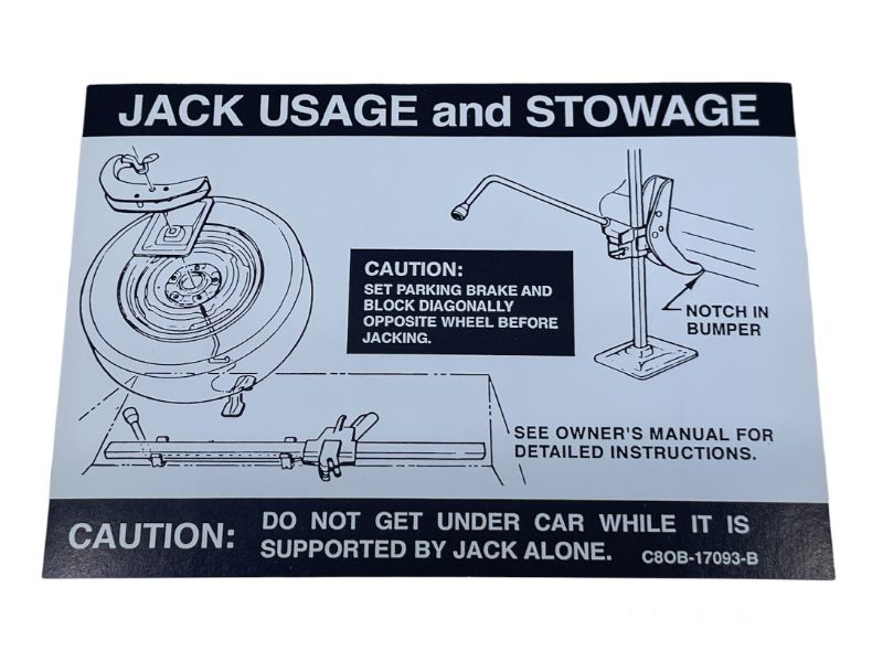 JACK INSTRUCTION/SPARE TIRE DECAL - 68-69 FAIRLANE/FALCON EX FASTBACK, WAGON