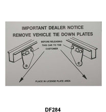 REAR GRAVEL PAN TIE DOWN DECAL - 64-70 MUSTANG