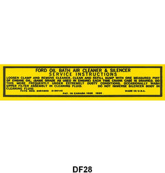 AIR CLEANER DECAL - 42-48 PASS/MERC, 42-47 PICK UP, OIL BATH