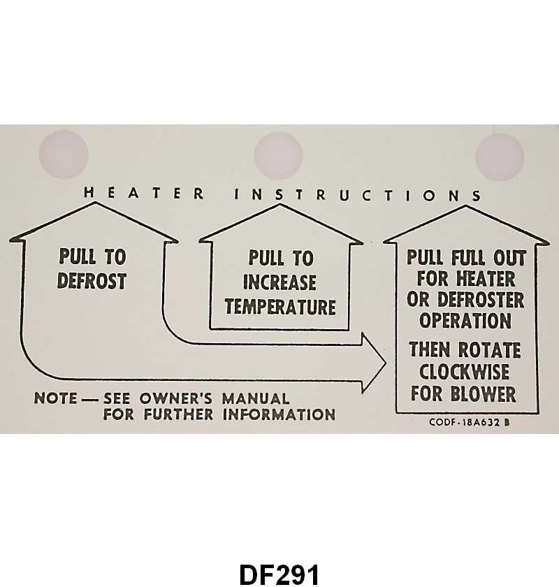 HEATER INSTRUCTION TAG - 60-63 FALCON/RANCHERO