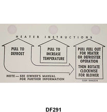 HEATER INSTRUCTION TAG - 60-63 FALCON/RANCHERO