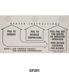HEATER INSTRUCTION TAG - 60-63 FALCON/RANCHERO