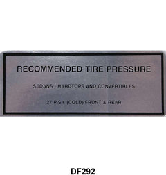 GLOVE BOX TIRE PRESSURE DECAL - 63-65 FALCON EXCEPT RANCHERO