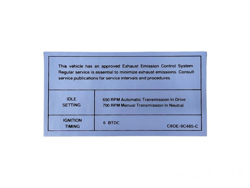 EMISSION DECAL - 68-69 FAIRLANE 428CJ, 68 MUSTANG 390/428