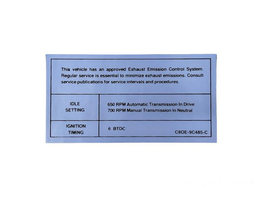 EMISSION DECAL - 68-69 FAIRLANE 428CJ, 68 MUSTANG 390/428