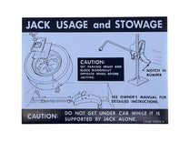 JACK INSTRUCTION/SPARE TIRE DECAL - 68-69 FAIRLANE EX FASTBACK W/STYLE WHEEL