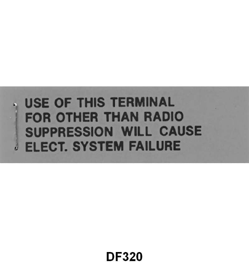 VOLTAGE REGULATOR WARNING TAG - 65-70 ALL PASS, 65-70 F-100/F-350
