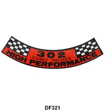 UNIVERSAL AIR CLEANER DECAL - "302 HIGH PERFORMANCE"