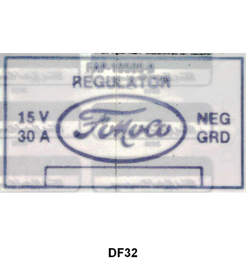 VOLTAGE REGULATOR DECAL - 56-57 PASS, 56-57 F-100/F-350