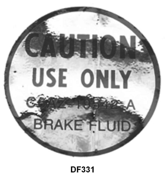 DISC BRAKE MASTER CYLINDER LID DECAL - 66 GALAXIE, 66 MUSTANG