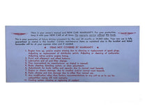 OWNERS MANUAL ENVELOPE - 59-60 T-BIRD & 63-66 T-BIRD