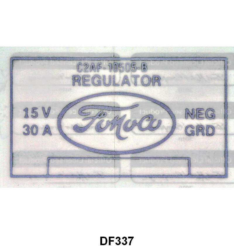 VOLTAGE REGULATOR DECAL - 62-63 FAIRLANE/FALCON, 62 F-100/F-350