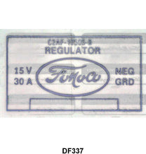 VOLTAGE REGULATOR DECAL - 62-63 FAIRLANE/FALCON, 62 F-100/F-350