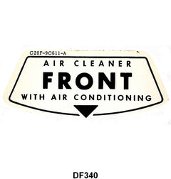 SERVICE INSTRUCTION DECAL FOR AIR CLEANER - 62-63 FAIRLANE WITH A/C