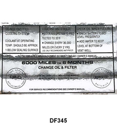 SERVICE SPECIFICATION DECAL - 64 ALL PASS, 64 F-100/F-350