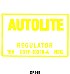 VOLTAGE REGULATOR DECAL - 67 ALL PASS, 67-70 FLC, 67-72 F-100/F-350