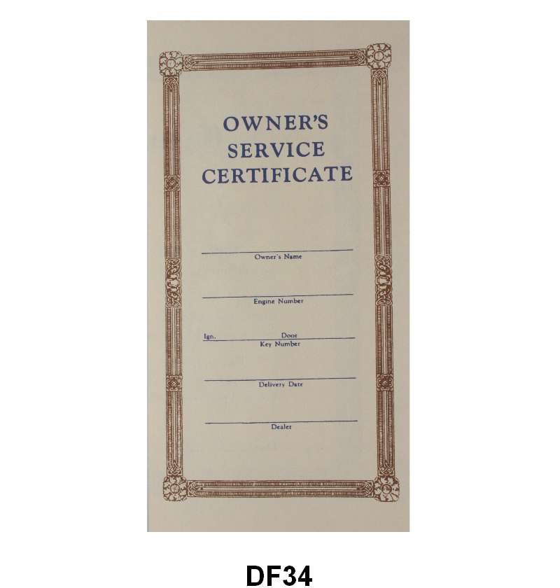39-41 OWNERS SERVICE CERTIFICATE