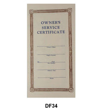 39-41 OWNERS SERVICE CERTIFICATE