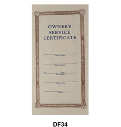 39-41 OWNERS SERVICE CERTIFICATE