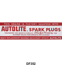 AUTOLITE SPARK PLUG DECAL - 62-67 PASS 6cyl & V8
