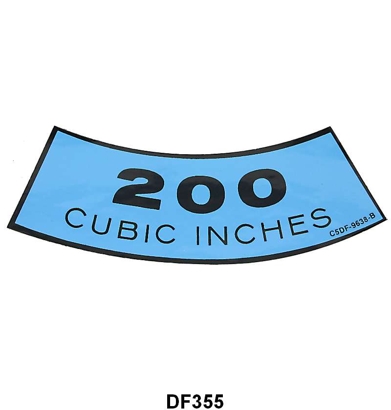 AIR CLEANER DECAL - 64-67 FALCON, FAIRLANE, RANCHERO 200 6cyl