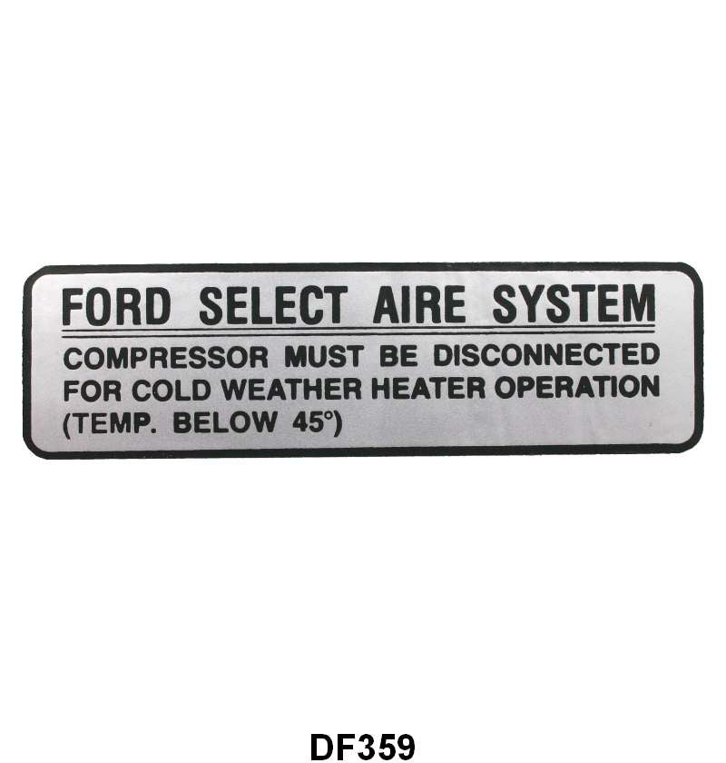 AIR CONDITION SERVICE GLOVE BOX DECAL - 55 PASSENGER