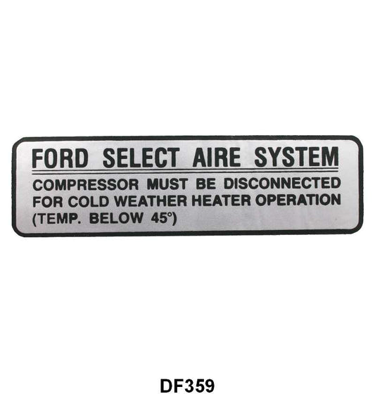 AIR CONDITION SERVICE GLOVE BOX DECAL - 55 PASSENGER
