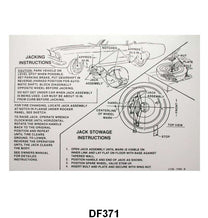 JACK INSTRUCTION/SPARE TIRE DECAL - EARLY 67 MUSTANG