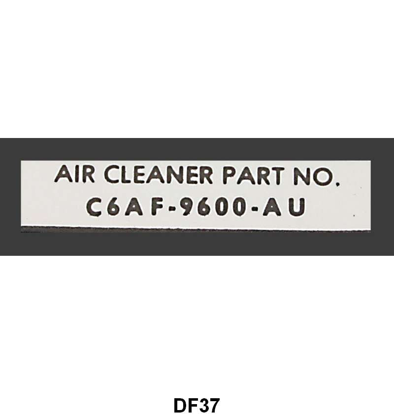 PART NUMBER DECAL - 66 MUSTANG AIR CLEANER  NUMBER
