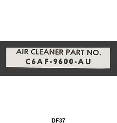 PART NUMBER DECAL - 66 MUSTANG AIR CLEANER  NUMBER