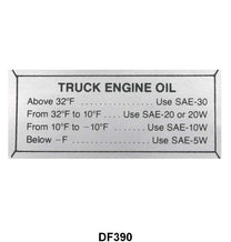 GLOVE BOX ENGINE OIL DECAL - 55-56 F-100/F-350