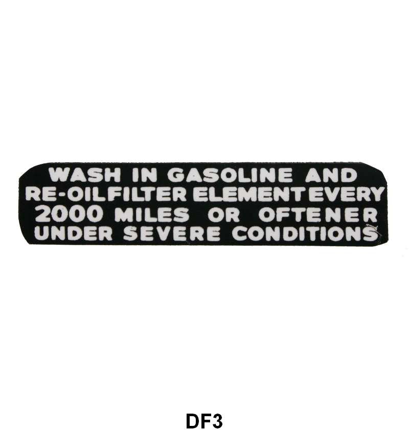 OIL FILLER CAP DECAL - 35-36 PASS/PICKUP, SCOOP TYPE