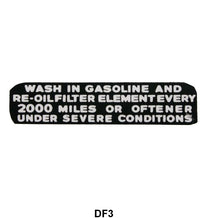 OIL FILLER CAP DECAL - 35-36 PASS/PICKUP, SCOOP TYPE