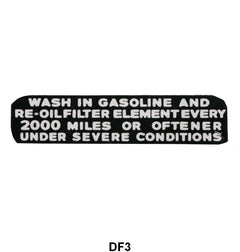 OIL FILLER CAP DECAL - 35-36 PASS/PICKUP, SCOOP TYPE
