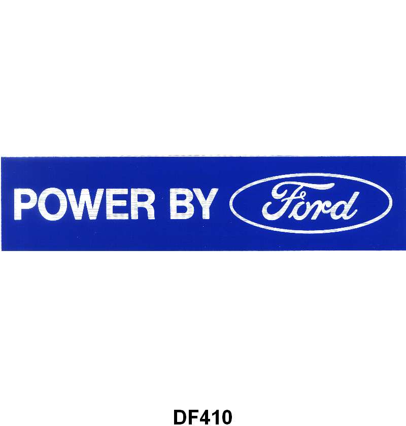UNIVERSAL DECAL - "POWER BY FORD" BLUE WITH SILVER BACKGROUND