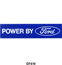 UNIVERSAL DECAL - "POWER BY FORD" BLUE WITH SILVER BACKGROUND