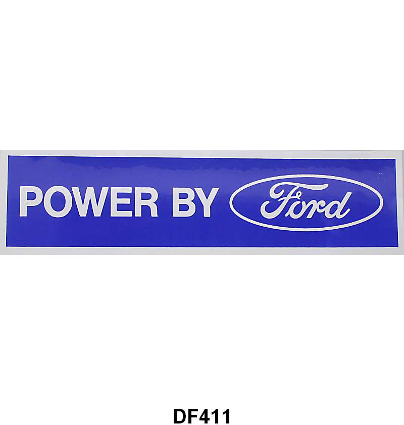 UNIVERSAL DECAL - "POWER BY FORD" BLUE WITH WHITE BACKGROUND