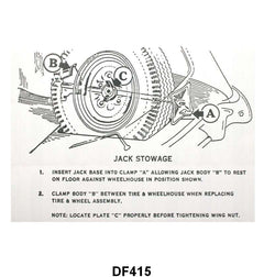 TIRE STOWAGE INSTRUCTION DECAL - 52-53 ALL