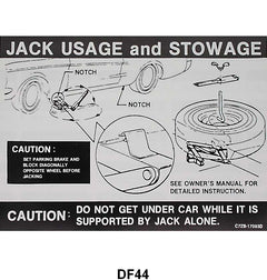 JACK INSTRUCTION/SPARE TIRE DECAL - LATE 67-68 MUSTANG