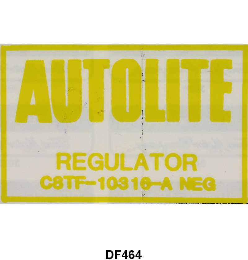 VOLTAGE REGULATOR DECAL - 68-71 HIGH PERFORMANCE