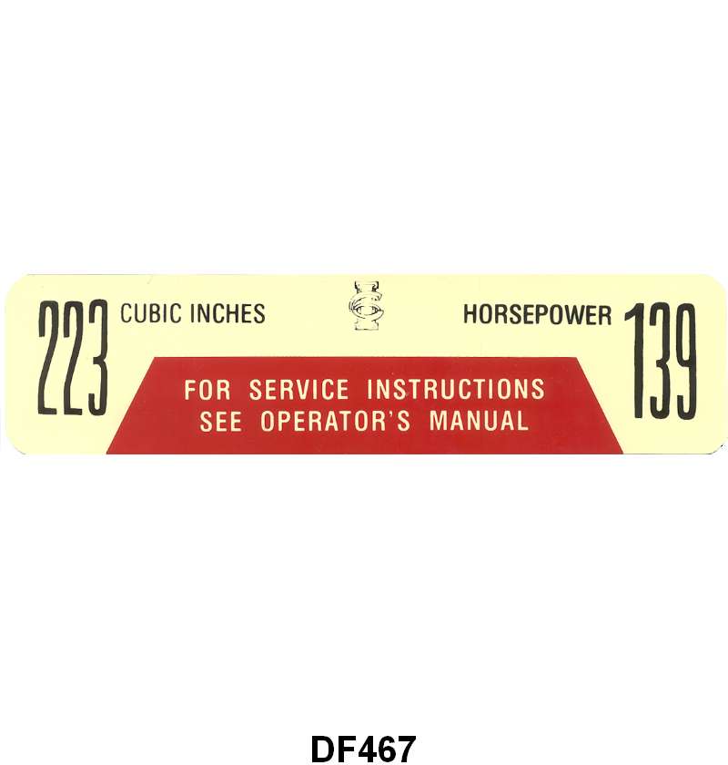 AIR CLEANER DECAL - 57-60 PICKUP 223/139HP