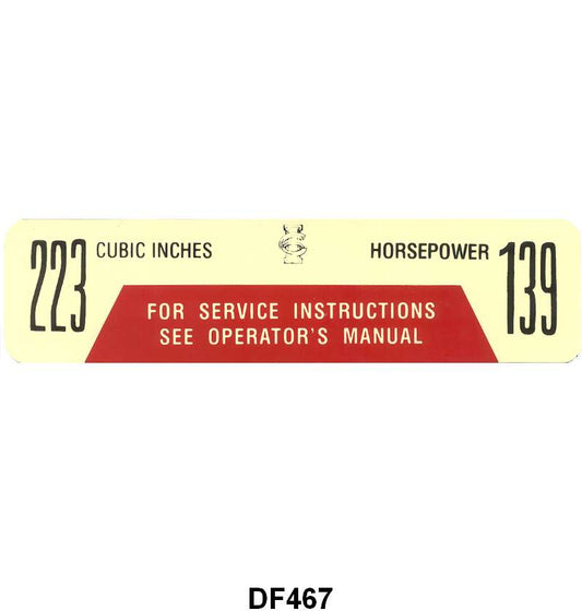 AIR CLEANER DECAL - 57-60 PICKUP 223/139HP