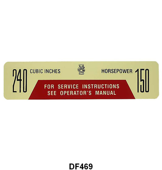 AIR CLEANER DECAL - 65-67 F-100/F-350 240/150HP