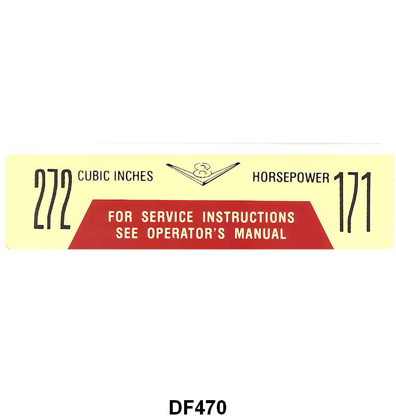 AIR CLEANER DECAL - 57-58 F-100/F-350  272/171HP